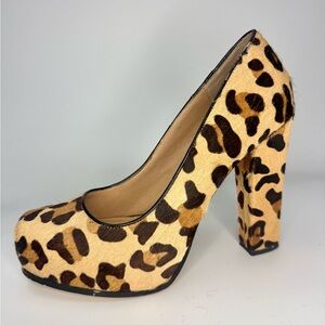 Steve Madden Pony Hair Leopard/Cheetah Print Platform Pumps Heels Women’s Size 9